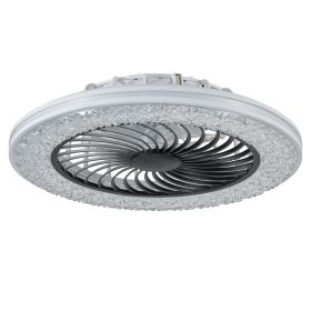 23 Inch Led Enclosed Ceiling Fans with Lights, RGB Bladeless Modern Ceiling Fan Low Profile for Living Room (23 Inch)