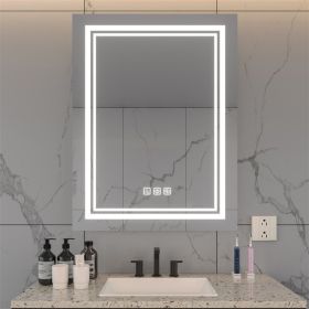 Bright LED Bathroom Mirror 32" x 24" Front Light, 5 Mins Defog, Full HD Reflected, 3 Colors Dimmable, Wall Mounted[Unable ship weekends