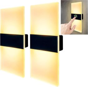 Wall Sconces Sets of 2, Wall Lamp with White Frosted Glass Shade, Acrylic Rechargeable Wall Sconce, LED Touch Control Wall Light