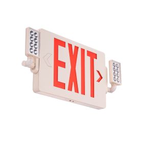 LED Exit Sign with Emergency Lights, Two Heads Emergency Exit Light with Battery Backup, Combo Red Letter Fire Exit Lighting