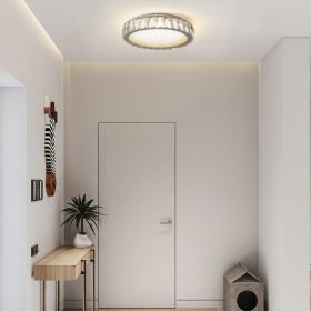 Crystal LED Ceiling Light, 13.8-Inch Flush Mount, 38W Dimmable Modern Fixture, Energy-Saving, Perfect for Living Room, Bedroom, Kitchen