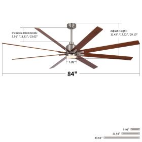 84 in. Integrated LED Farmhouse Indoor/Outdoor Nickel Smart Ceiling Fan with Remote Control