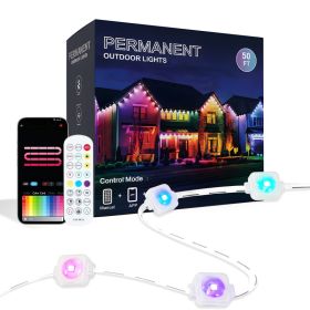 Outdoor Light,50ft with 30 LED Eaves Lights,Smart RGB Outdoor Lights with 75 Scene Modes,IP67 Waterproof,for Halloween Decorations,Christmas,Holi (Option: 50FT)