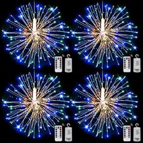 4 Packs; Fairy String Lights Christmas Lights; 90LED 8 Modes Dimmable String Fairy Lights With Remote Control; Waterproof Copper Wire Decorative (Color: Multicolor)