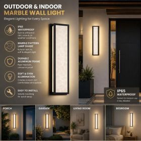 2-PACK Modern LED Outdoor Wall Light, IP65 Waterproof Indoor Outdoor Wall Sconce, Marble Pattern Acrylic Shade, Aluminum Wall Lamp for Porch, Ent (size: 32in)