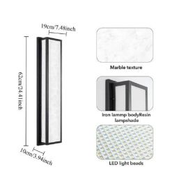 2-PACK Modern LED Outdoor Wall Light, IP65 Waterproof Indoor Outdoor Wall Sconce, Marble Pattern Acrylic Shade, Aluminum Wall Lamp for Porch, Ent (size: 24in)