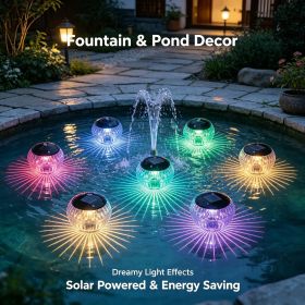 Outdoor Solar Floating Lights, IP65 Waterproof 7-Color Auto-Cycle LED Pool Lights, Solar Rechargeable with Hanging Hole for Pond, Garden (Type: 1pcs)