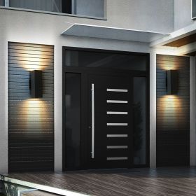 2-Pack Outdoor Wall Sconce, Modern Up and Down Weatherproof Wall Light, Black Aluminum Exterior Wall Mount Light Fixture, Ideal for Porch, Patio (Color: Black, Material: Iron)