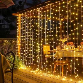 300 LED Curtain Lights, Plug in Fairy Curtain Lights for Bedroom (Color: Warm White)