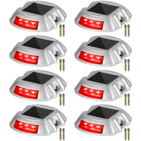 Driveway Lights, 8-Pack Solar Driveway Lights with Switch Button, Solar Deck Lights Waterproof (Quantity: 8 Pieces, Color: Red)